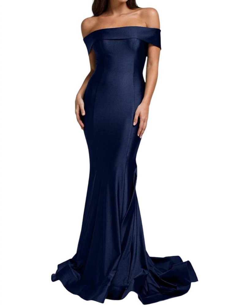 Off Shoulder Mermaid Dress In Navy