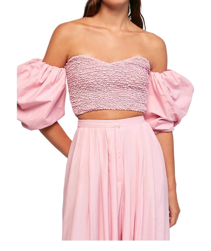 Puff Crop Top In Rouge 7749108990012