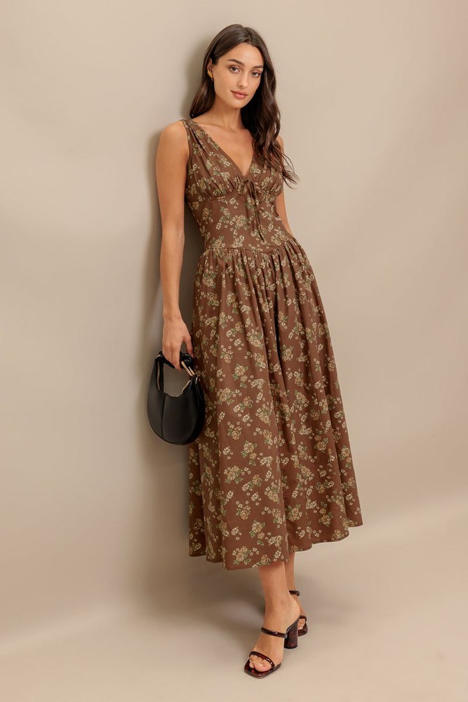 SAND & SHADOW WOVEN MIDI DRESS