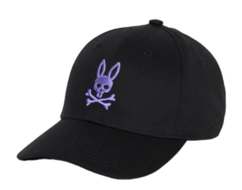 Psycho Bunny Chicago Embroidered Baseball Cap Black/Purple B6A575Z1HT-BLK