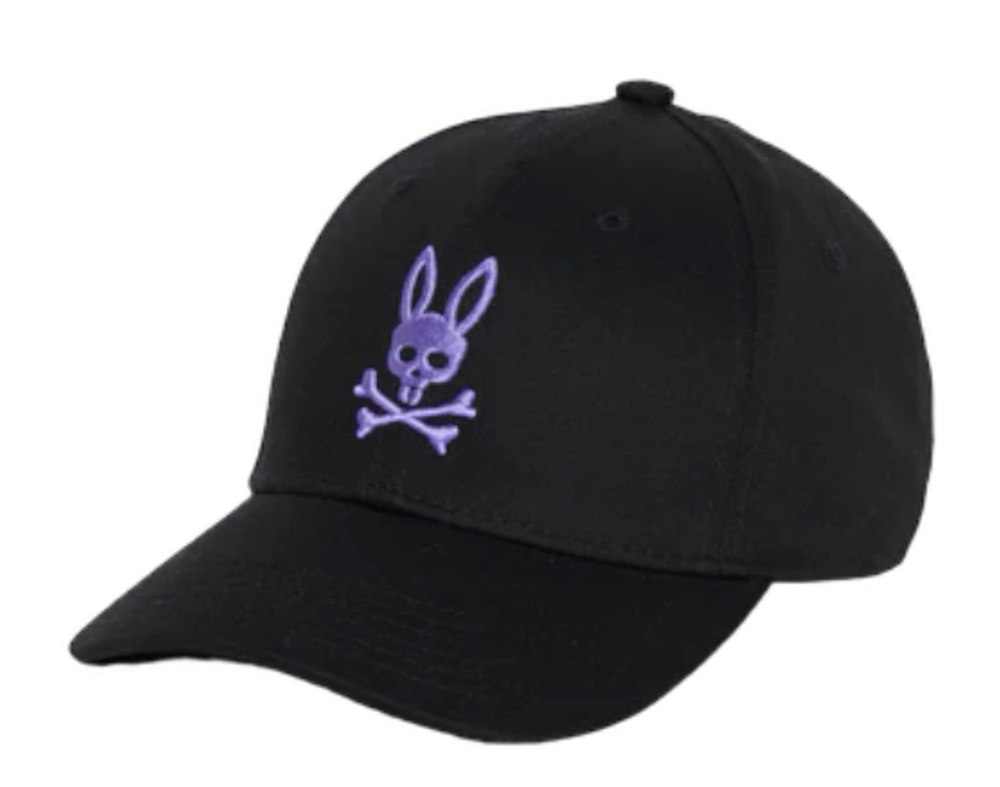 Psycho Bunny Chicago Embroidered Baseball Cap Black/Purple B6A575Z1HT-BLK