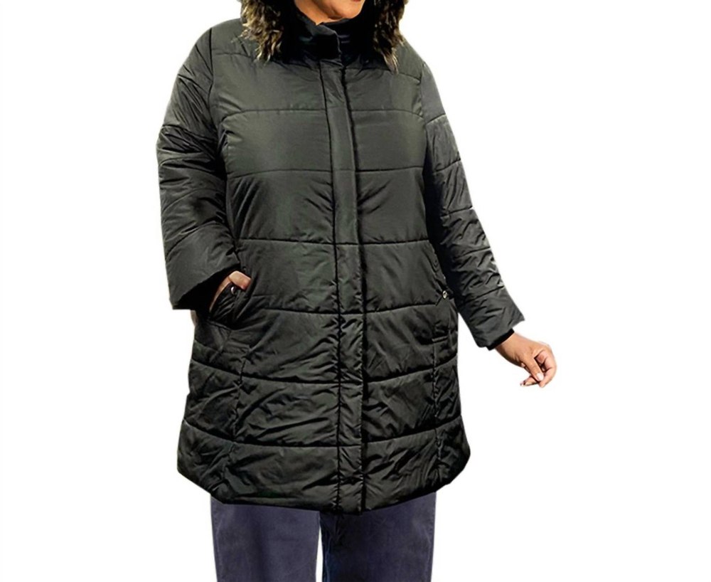 Long Sleeve Winter Puff Coat – Plus Size In Black