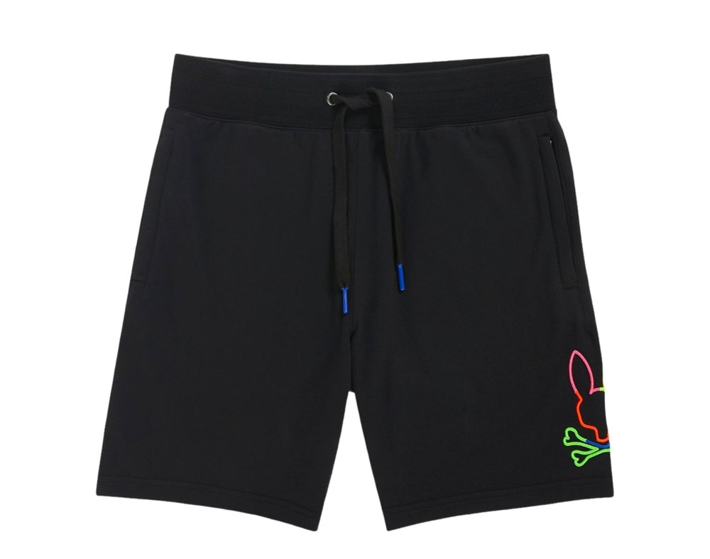 Psycho Bunny Leo Bunny Black/Neon Multi Men’s Shorts B6R217S1FT-BLK