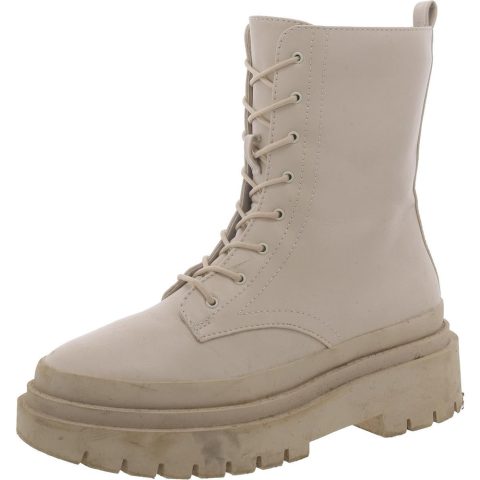 Mansel Faux Leather Lugged Sole Combat & Lace-up Boots