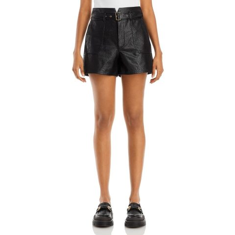 Faux Leather High Rise Casual Shorts