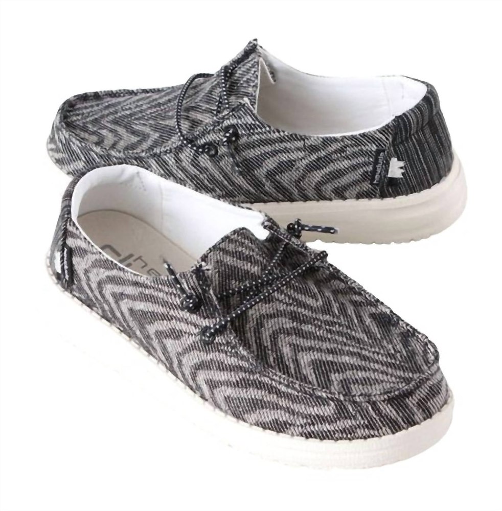 Girl’s Wendy Youth Woven Shoes In Zebra Black Stripe