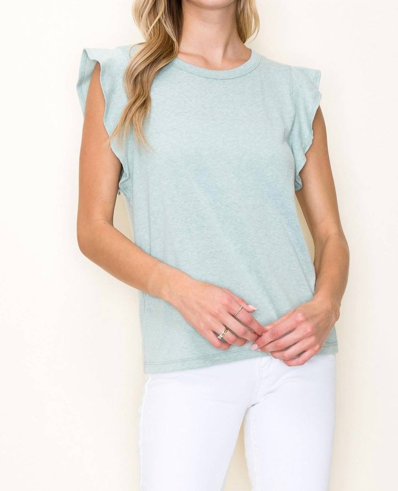 Round Neck Ruffled Cap Sleeve In Sage 7668075069500