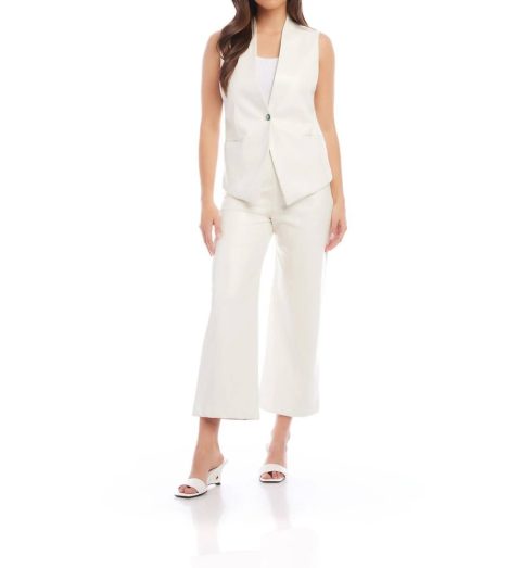 Faux Leather Vest In Off White 7668053180476