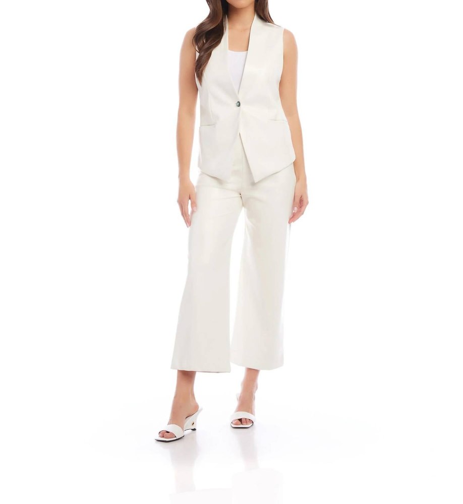 Faux Leather Vest In Off White 7668053180476