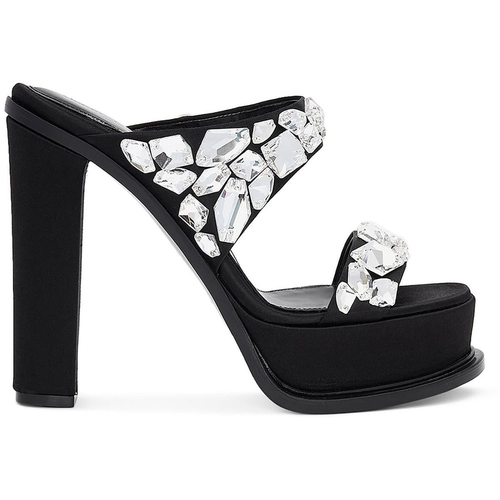 Satin Jeweled Heels