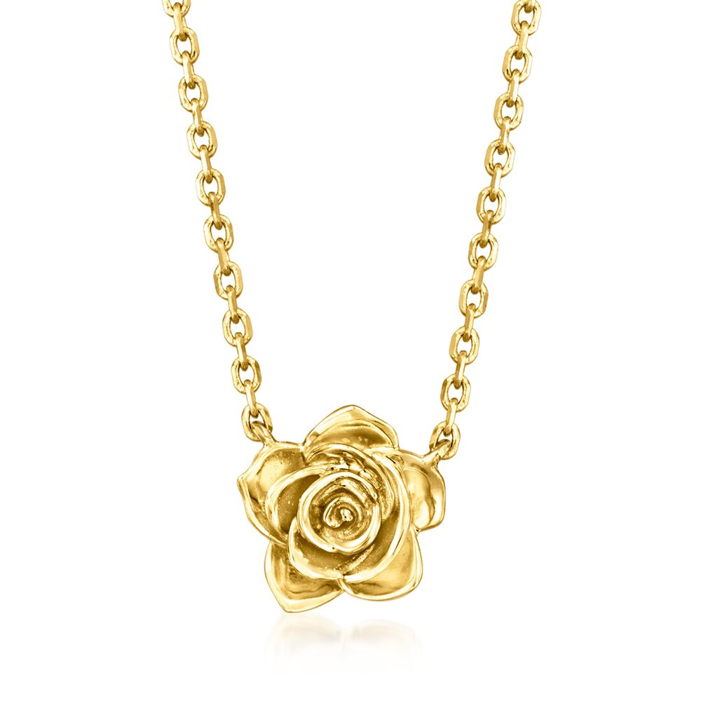 RS Pure by Ross-Simons Italian 14kt Yellow Gold Rose Necklace