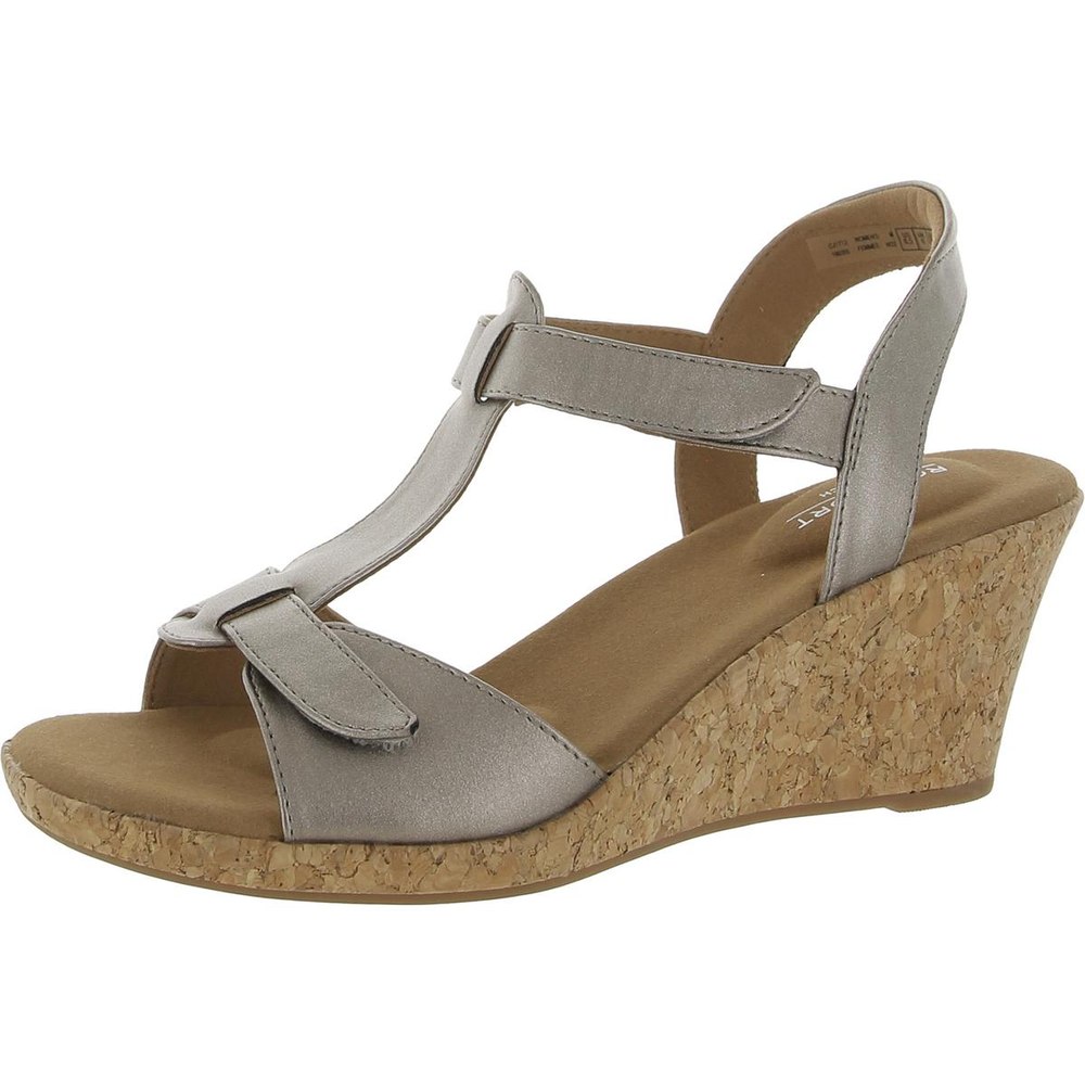 BLANCA T STRAP Faux Leather Open Toe Wedge Sandals