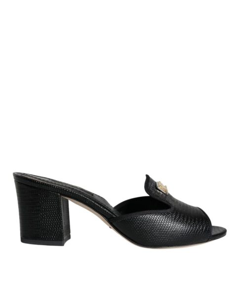 Dolce & Gabbana Logo Plaque Leather Heels Sandals Women’s Shoes (Pre-Owned)