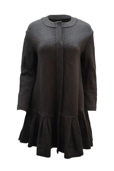 Diane Von Furstenberg Ballencya Coat Dress in Black Wool 7764864368700