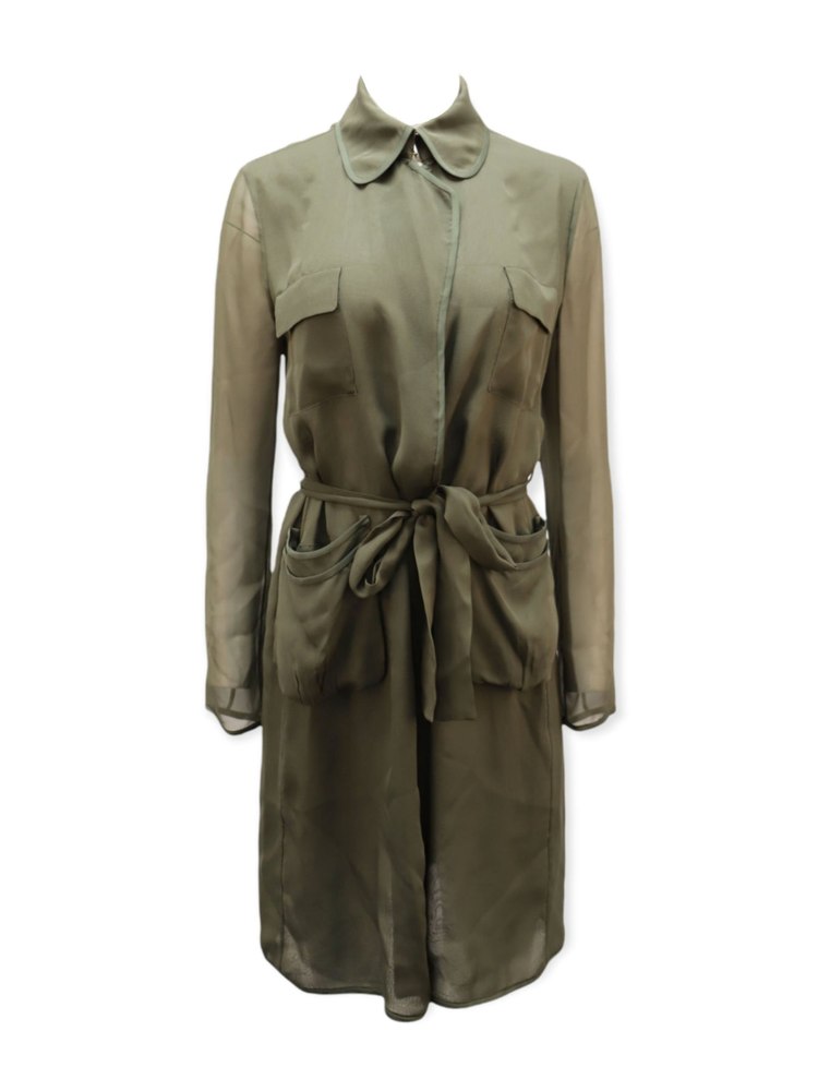 Diane Von Furstenberg Blaine Belted Jacket in Olive Green Silk 7764864434236