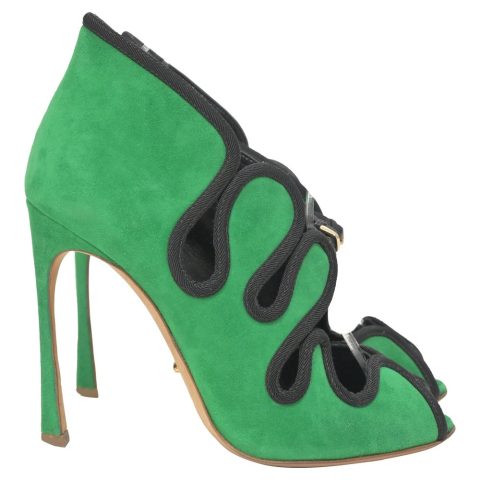 Sergio Rossi Lagoon Cut Out Pumps in Green Suede 7764865056828