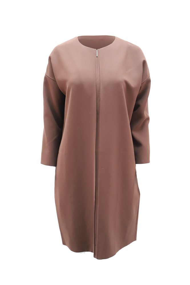 Vince Midi Sack Dress with Front Zipper In Brown Polyester 7764864892988