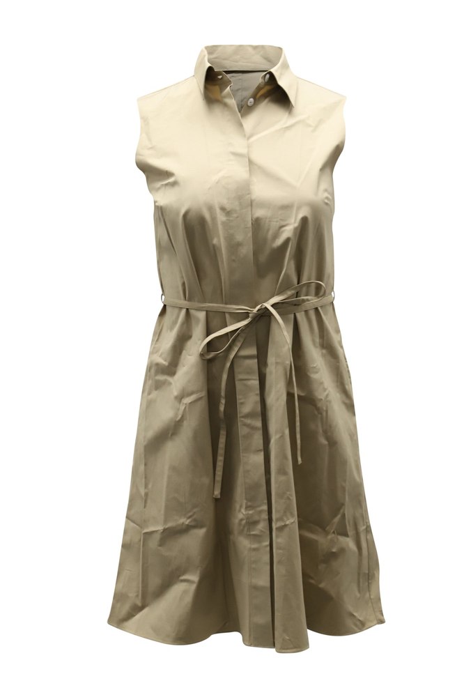 Theory Belted Shirt Dress in Beige Cotton 7764866629692