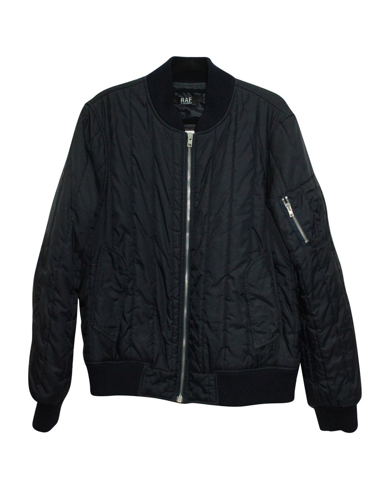 Raf Simons Quilted Bomber Jacket in Navy Blue Polyamide 7764866695228