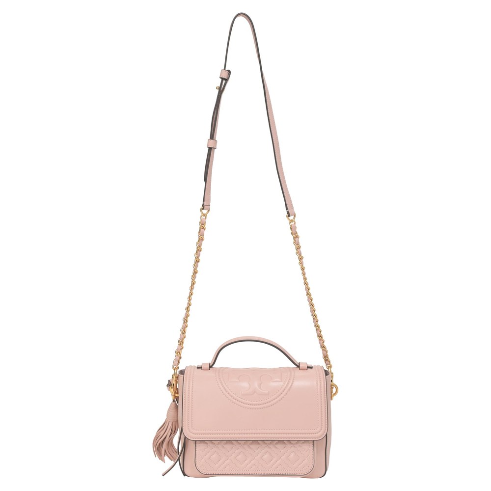 Tory Burch Small Fleming Tasseled Quilted Two-Way Bag in Pink Leather 7764867055676