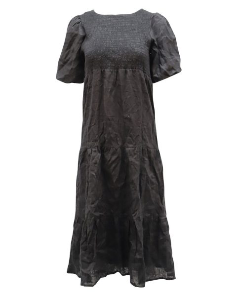 Faithfull The Brand Alberte Midi Dress in Black Rayon 7764867186748