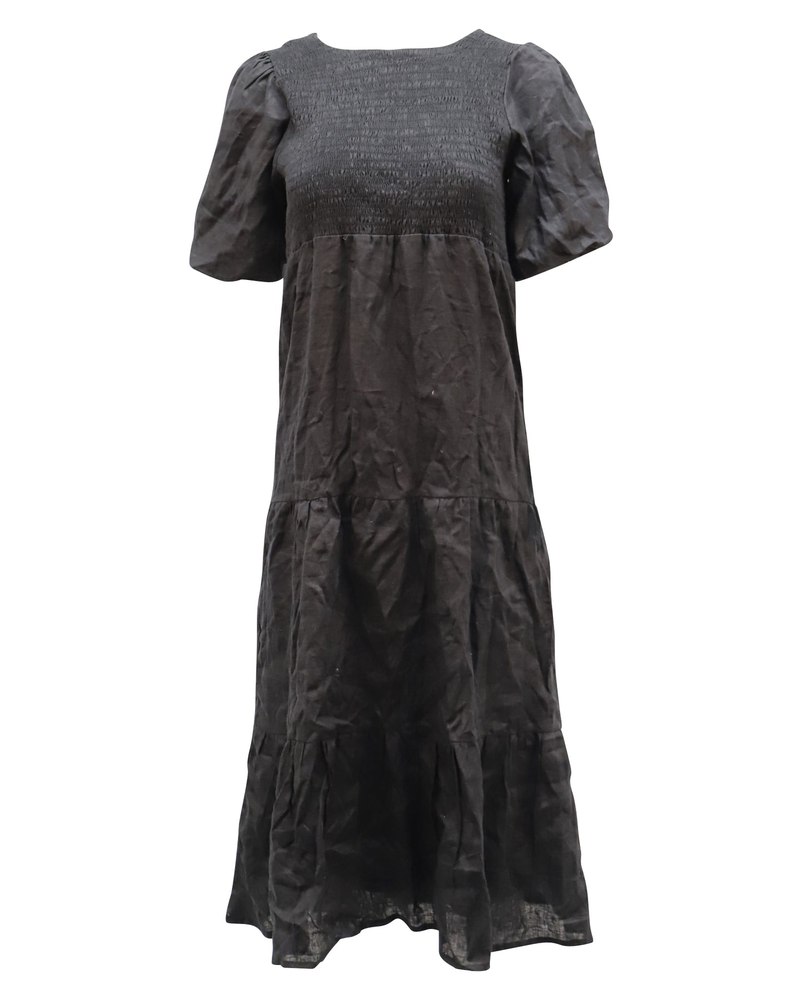 Faithfull The Brand Alberte Midi Dress in Black Rayon 7764867186748