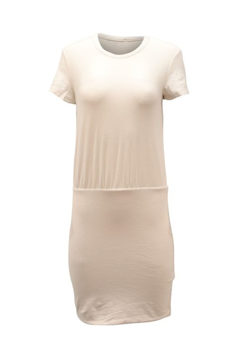 James Perse Jersey Blouson Dress in White Cotton 7764869382204