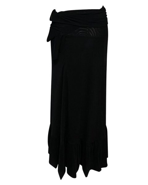 Ganni Addison Wrap Dot Mesh Skirt in Black Nylon 7764869316668