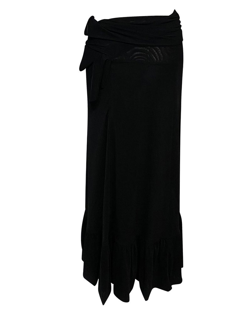 Ganni Addison Wrap Dot Mesh Skirt in Black Nylon 7764869316668