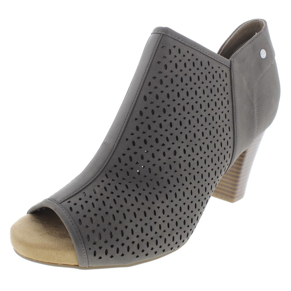 Angye Faux Leather Block Heel Peep-Toe Heels