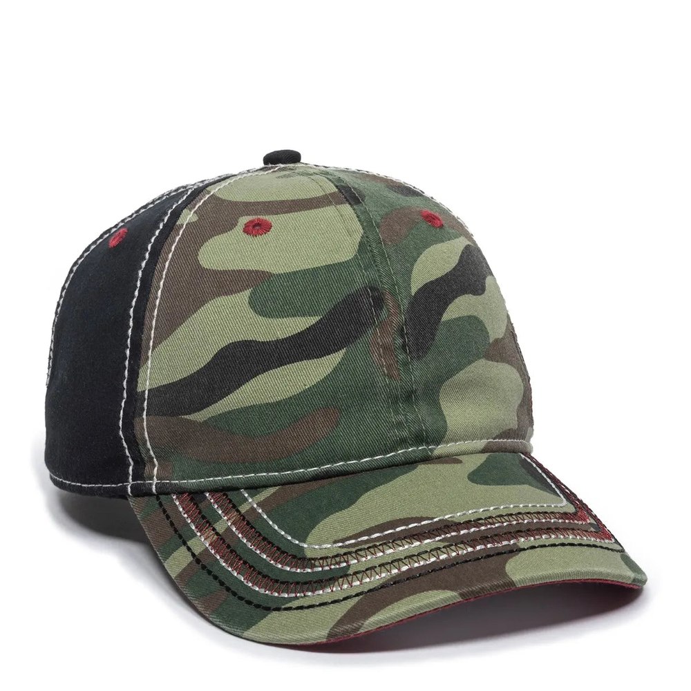 Outdoor Cap AGC-100 Generic Camo/ Black/ American Flag Unstructured Solid Back Hat