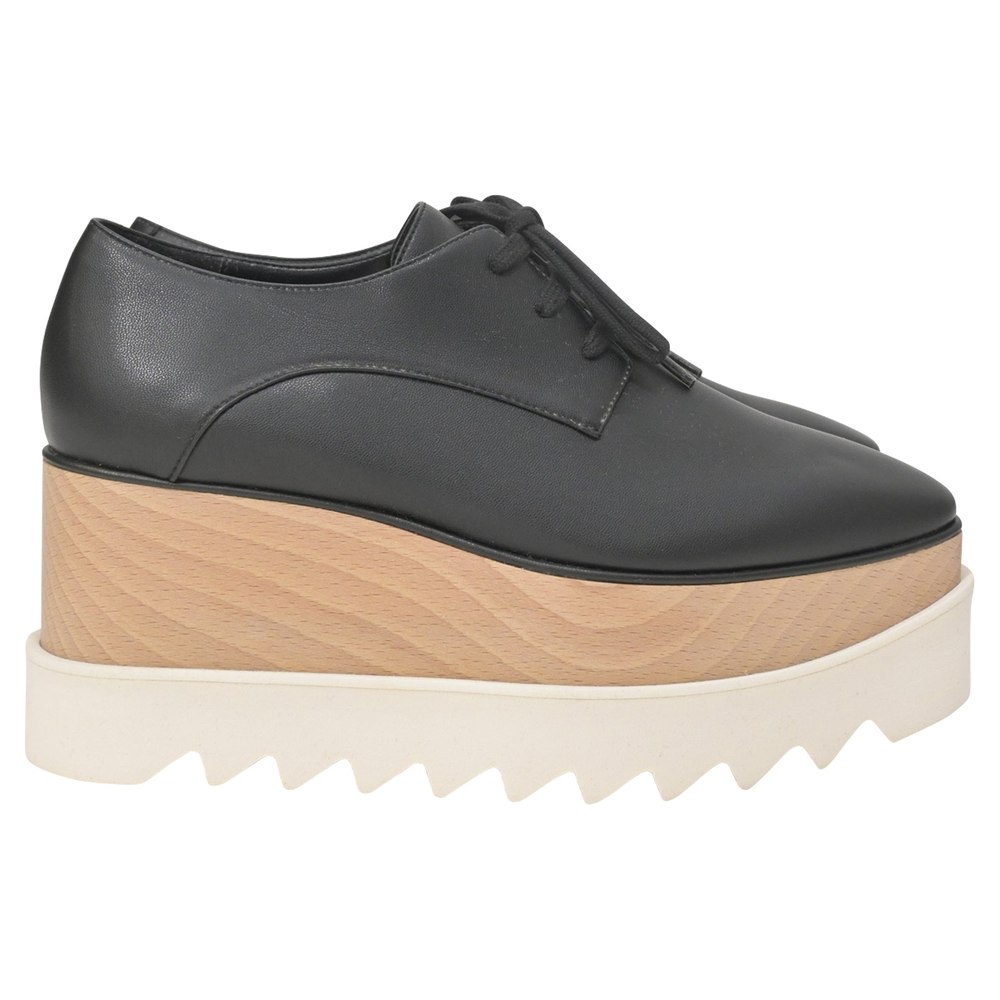 Stella McCartney Elyse Platform Lace-Up Shoes in Black Faux Leather 7764869906492