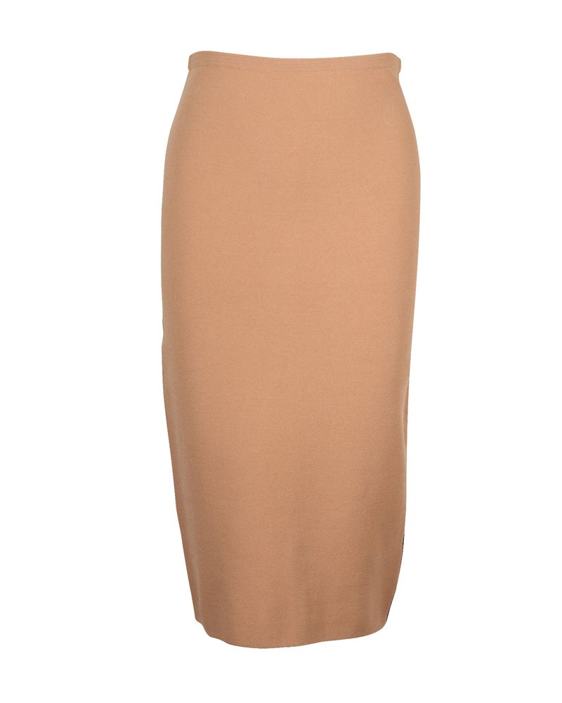 Diane Von Furstenberg Bi-Colour Knit Pencil Skirt in Tan Viscose 7764870398012