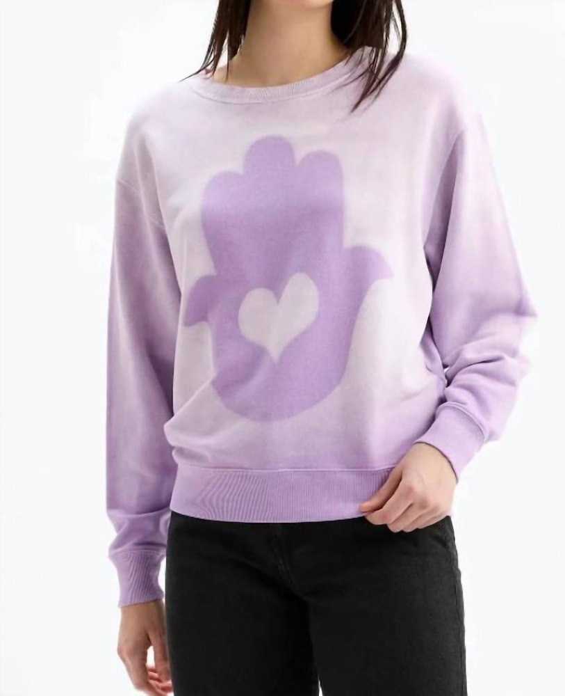 Big Hamsa Heart Crewneck Sweatshirt In Sunfaded Orchid 7668113768508