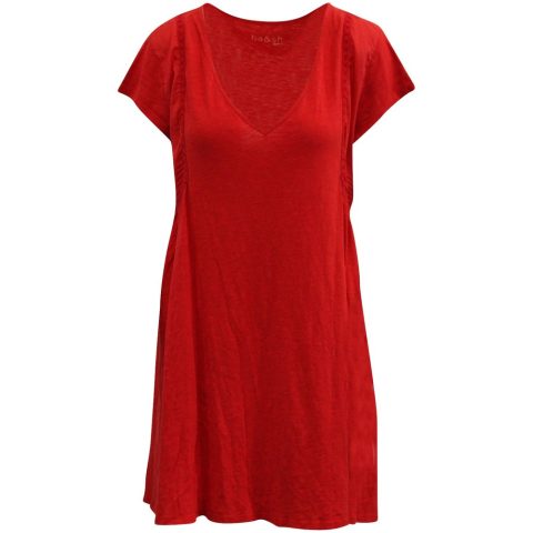 Ba&Sh V-neck Dress in Red Cotton 7764868825148