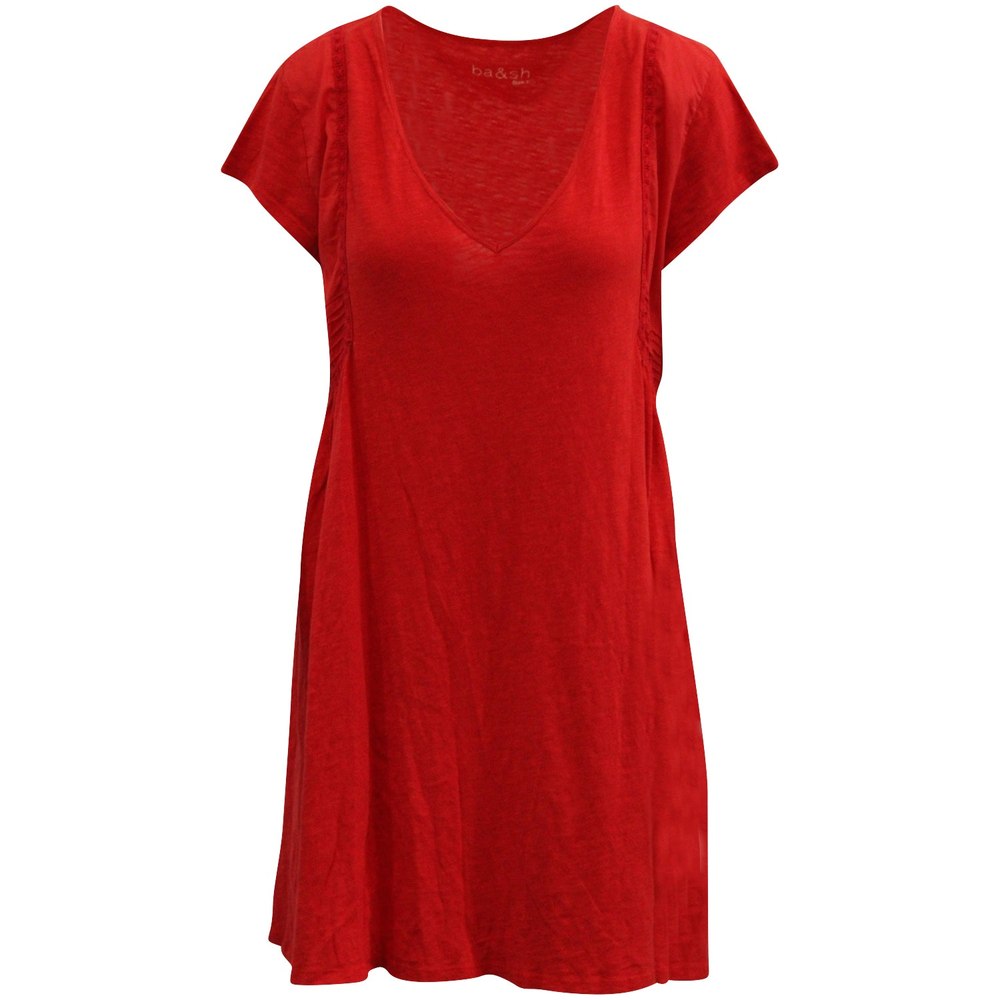 Ba&Sh V-neck Dress in Red Cotton 7764868825148