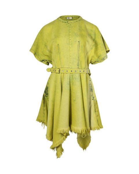 Marques Almeida Belted asymmetric Dress in Green Cotton 7764872101948