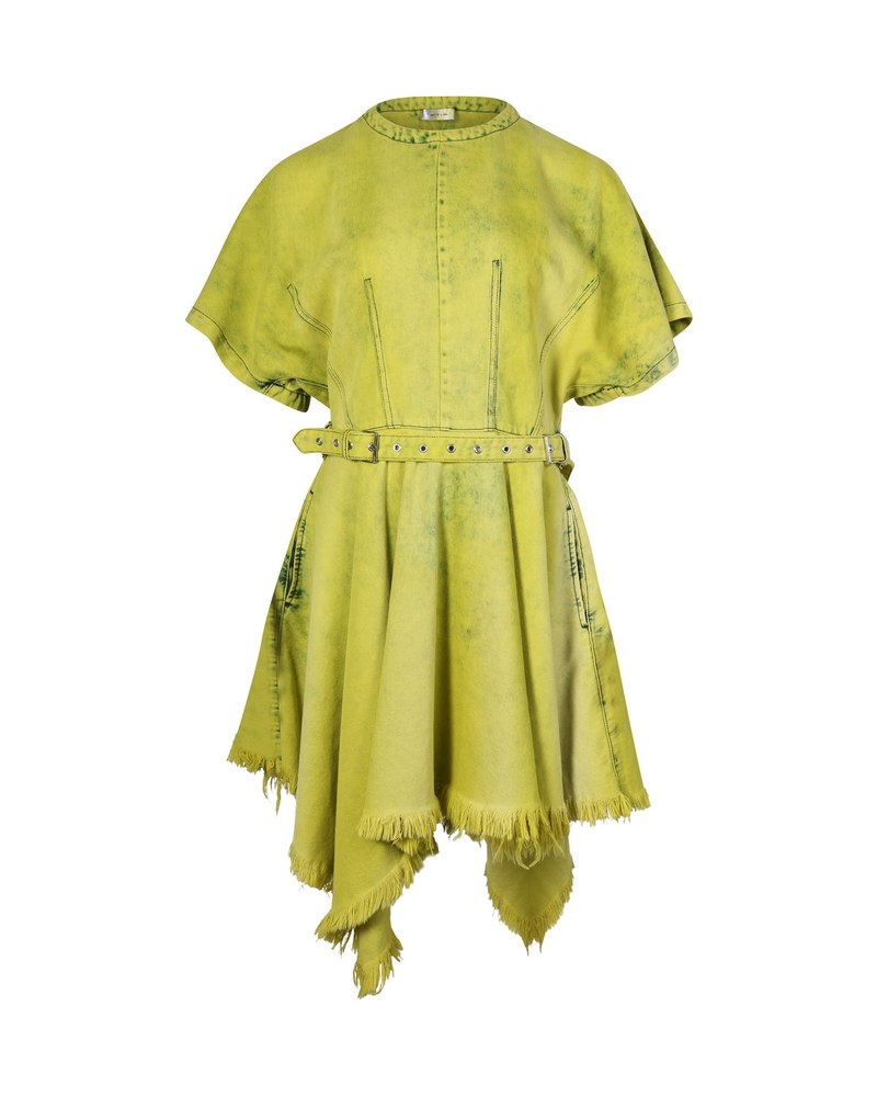 Marques Almeida Belted asymmetric Dress in Green Cotton 7764872101948