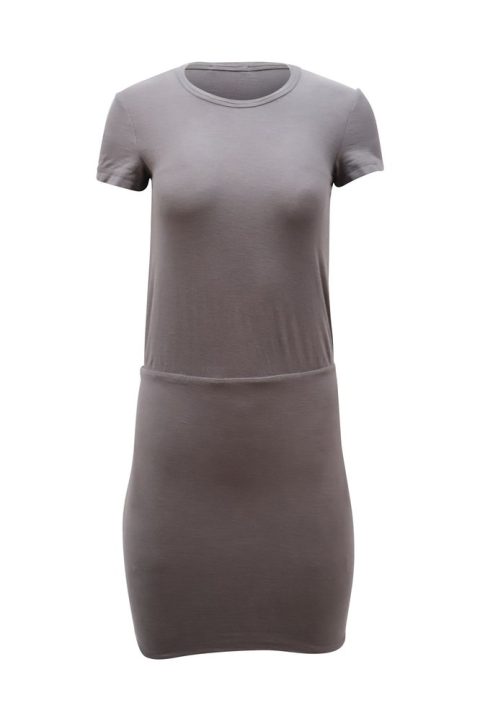 James Perse Jersey Blouson Dress in Grey Cotton 7764872495164