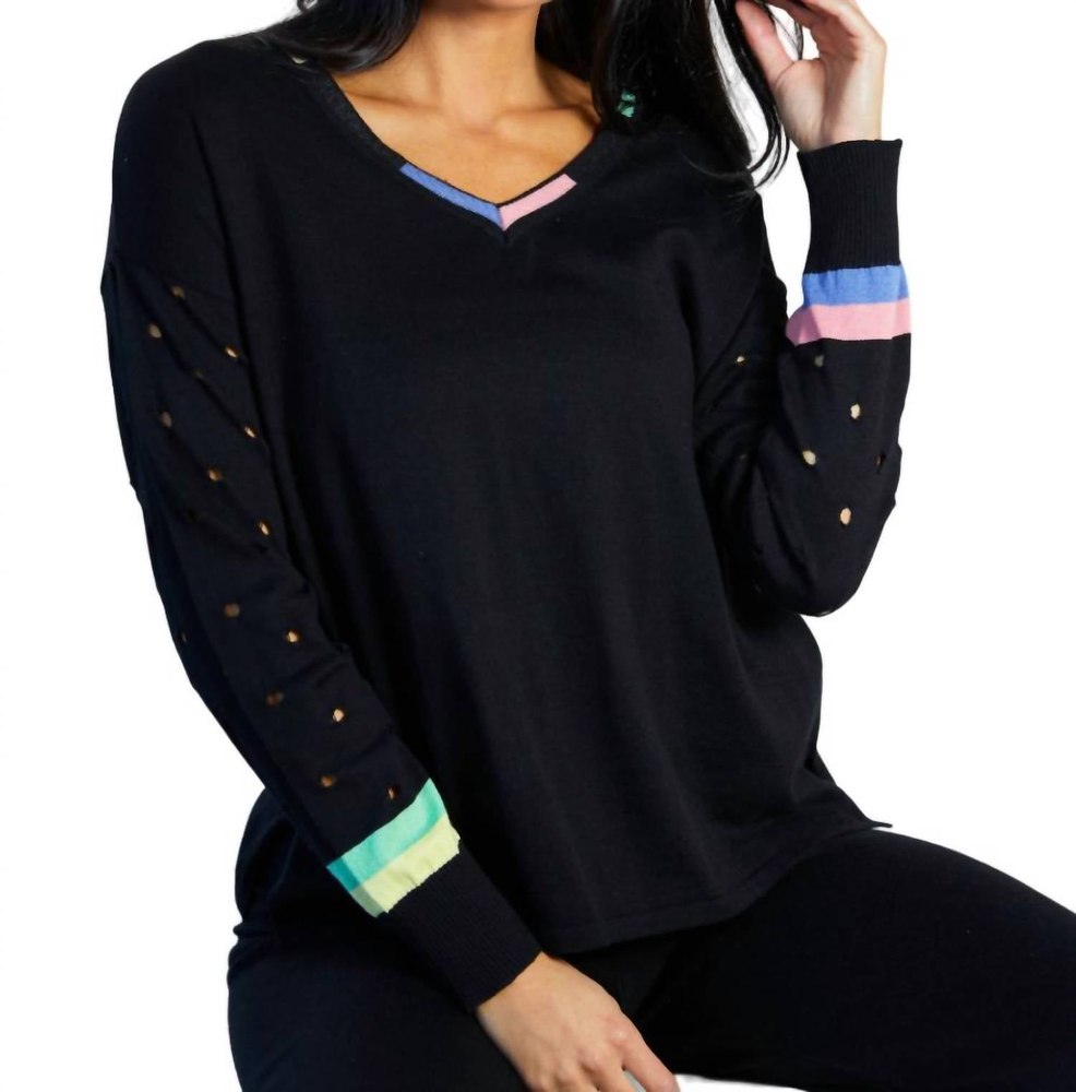 V-Neck Sweater In Black/multi 7668140933180