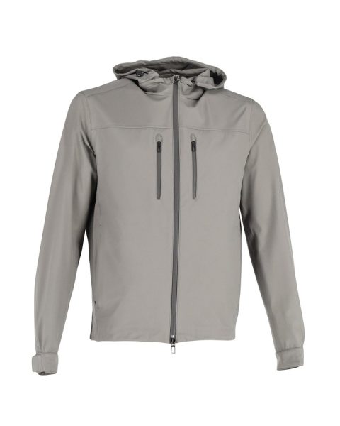 Loro Piana Storm System Hooded Zip Jacket in Grey Polyurethane
