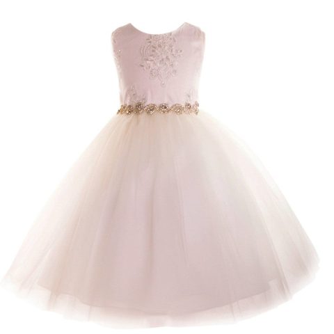 Little Girls Ivory Beaded Applique Flower Girl Dress 2T-6