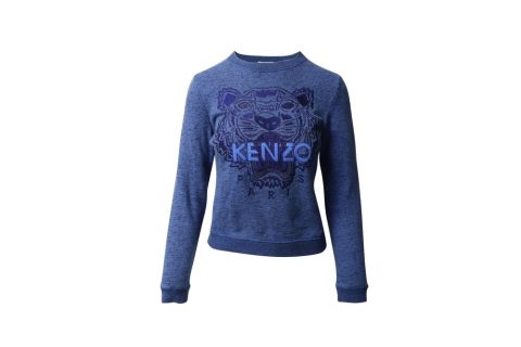 Kenzo Tiger Embroidered Sweater in Blue Cotton