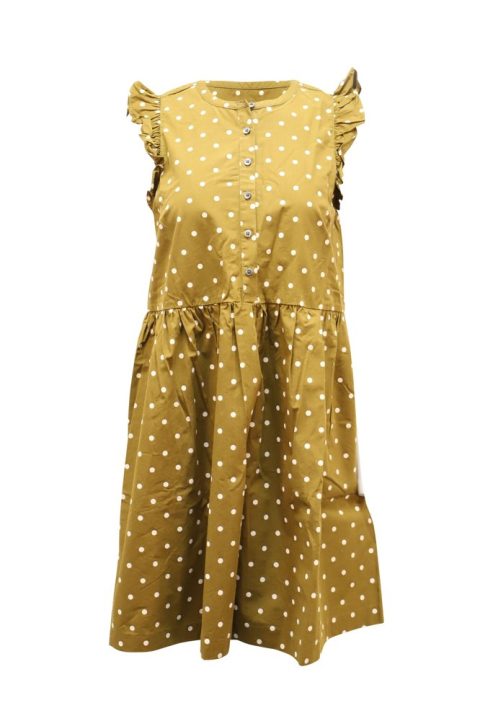 Madewell Sleeveless Dress Polka-Dot Print in Tan Cotton 7764873707580