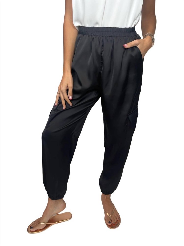 Satin Cargo Joggers In Black 7668147748924