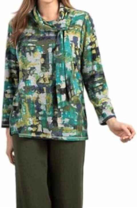 Tie Neck Pullover In Guac
