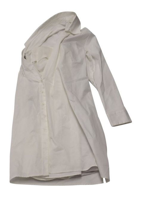 RtA Lana Asymmetric Dress in White Cotton 7764871446588