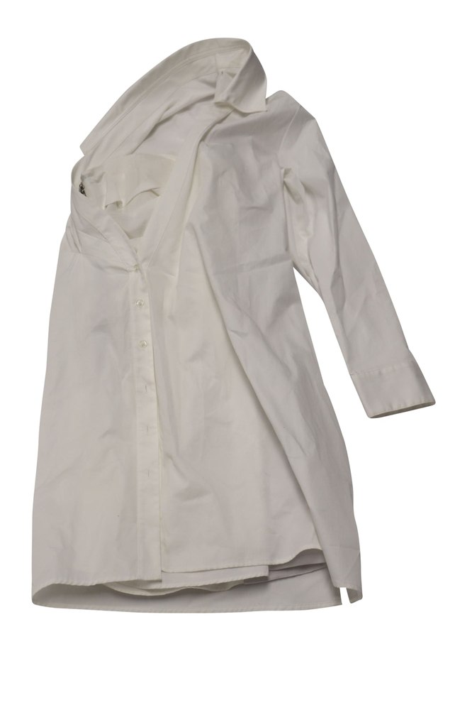 RtA Lana Asymmetric Dress in White Cotton 7764871446588