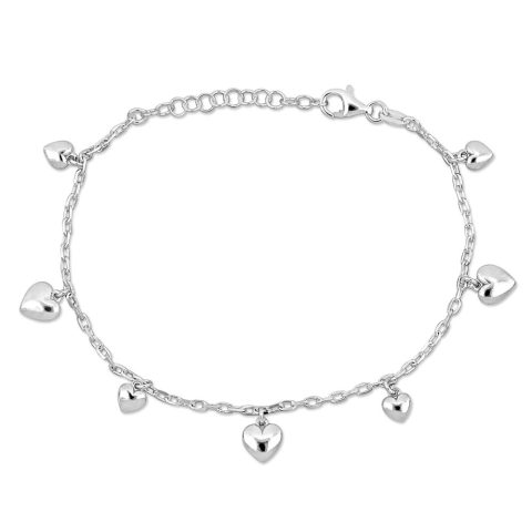 Mimi & Max Children’s 7 Heart Charm Bracelet on Diamond Cut Cable Chain in Sterling Silver – 6.5+1 in.