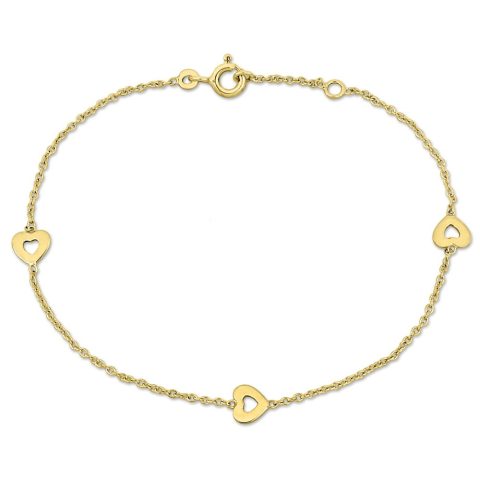 Mimi & Max Children’s Enamel Heart Charm Rolo Chain Link Bracelet in 14k Yellow Gold – 6.5+0.5 in.